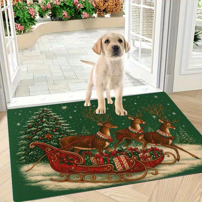 1Pcs Anti Fatigue Kitchen Rugs Christmas Reindeer Print Waterproof Non-Slip Thick Cushioned Kitchen Mat Heavy Duty Comfort Standing Mat for Kitchen