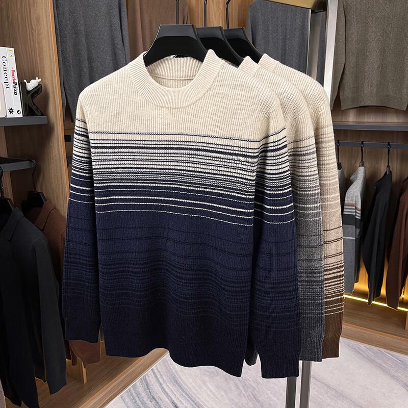 E-LITENG Men's 100% Wool Crew Neck Sweater YTMFQ1670