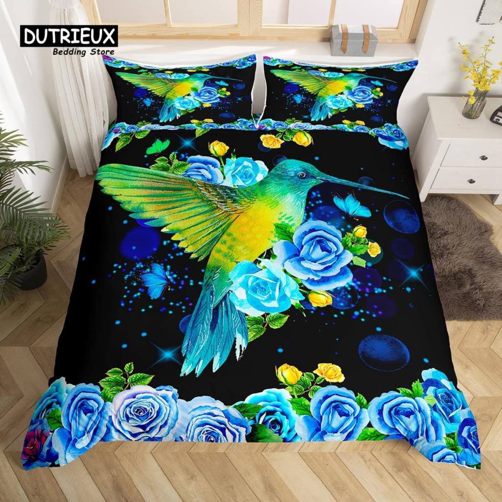 Boho Mandala Bedspread Cover Kit Hummingbird Bed Ensemble Cozy Microfiber Fabric Farmhouse Adorable Birds Comforter Cover Queen Dimension for Kids