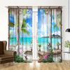 2pcs 3D Balcony Beach Landscape Curtain Window Treatment For Bedroom Living Room Kitchen Study Room Home Decor Free Shipping