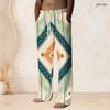 Men S Plus Size Geometric Printed Drawstring Waist Straight Leg Full Length Beach Pants With Side Pockets