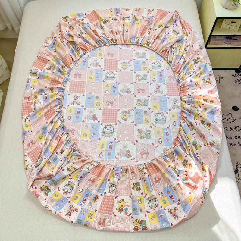 1pc Washed Cotton Bed Sheets with Elastic Single/Queen/King Cartoon Style Fitted Bed Sheet sabanas matrimoniales Sheets for Bed