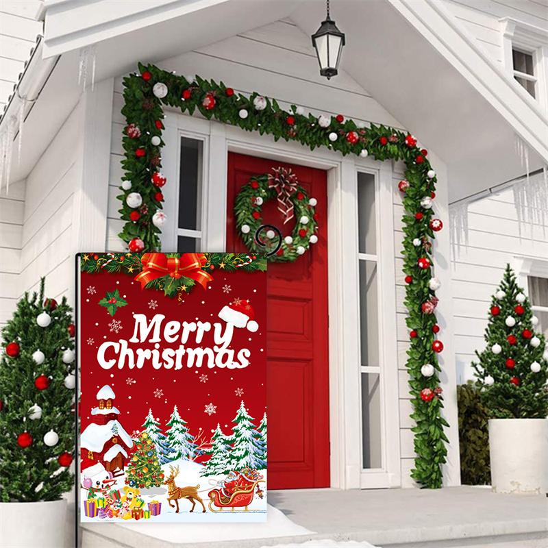 

Cardinal Christmas Black Red Plaid Garden Flag Double Sided Linen 30x45cm Yard Flag Winter seasonal Holiday Outdoor Decoration 30x45cm