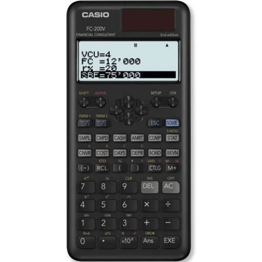 Scientific Calculator - Casio - FC-200V - 4-line display - Solar powered - 103 g