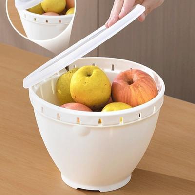 Plastic Fruit Drainage Basket Multi-Function Space-Saving Kitchen Colander Strainer Double Layered Strainer Bowl Sink Storage