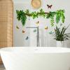 Hand-Painted Greenery and Butterfly Wall Sticker Nature-Inspired Elegant Self-Adhesive Removable Decor for Bedroom Living Room