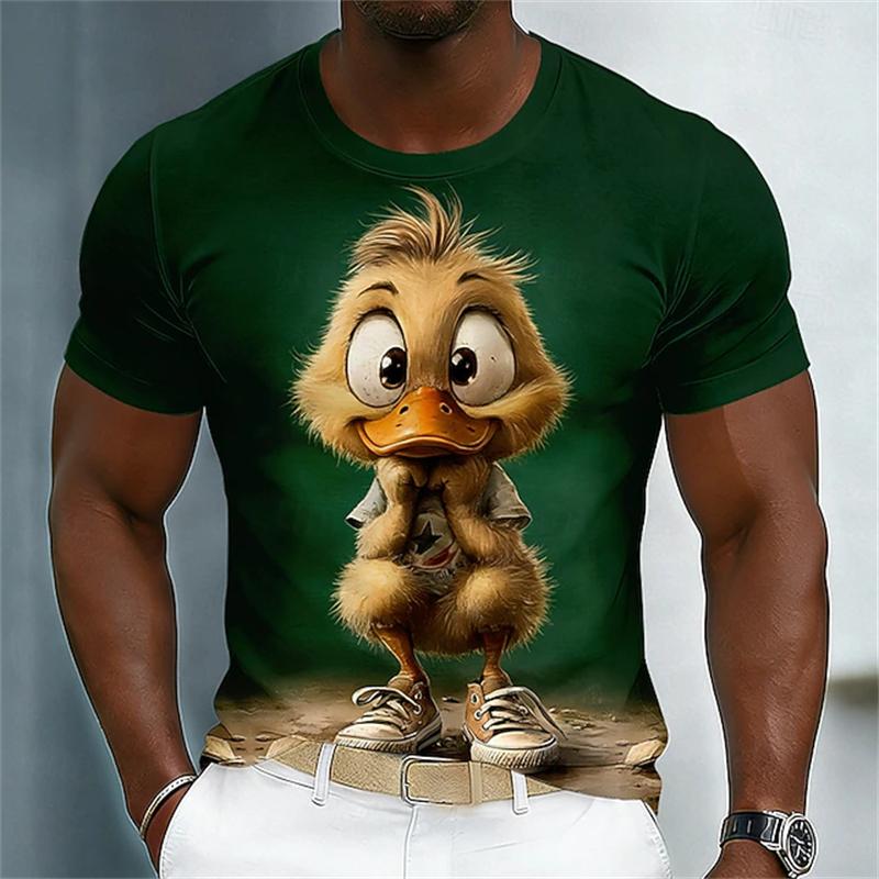 Animation Style T-Shirts Summer Fashion Short Sleeve Funny 3D Animals Printed Men Casual Loose Comfortable Breathable Soft T-shirt
