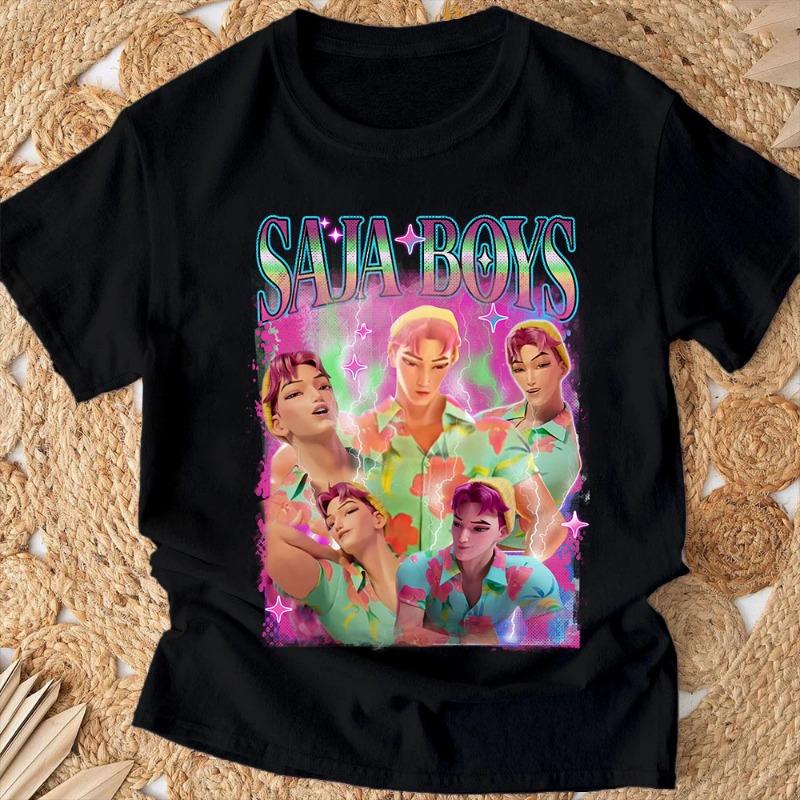Saja Boys T shirt 2026 New Summer Casual Boys Girls Short Sleeve Tops Anime Kpop Demon Hunters Kids T-shirts Children's Clothing