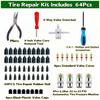 Tire Plug Kit 64 Pcs Tire Repair Rubber Nails Kit With 2 Sizes,Tire Caps With Pressure Gauge,Flat Tire Repair Kit For Car,Motorcycle,Truck,ATV,Tire