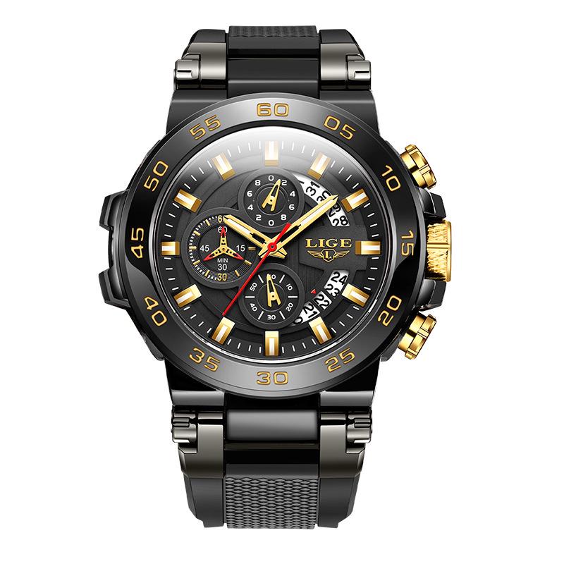 LIGE Men's Multifunctional Waterproof Quartz Chronograph Watch