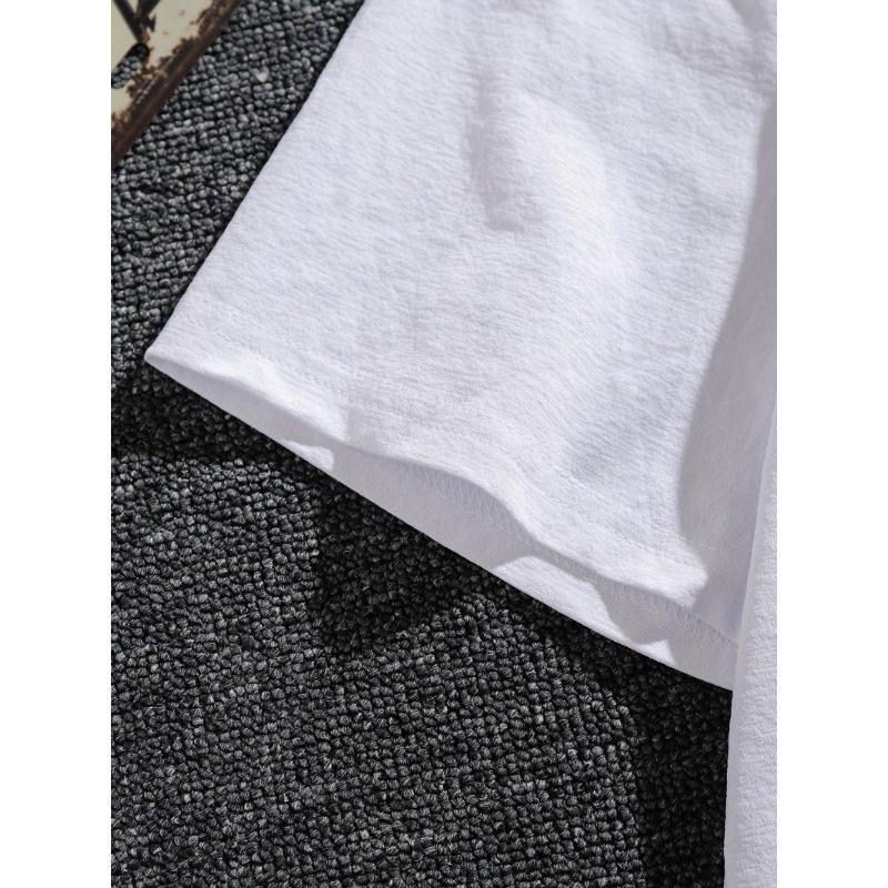 Fun Men's Short Sleeve T-shirt Summer T-shirt Top Pattern Breathable Clothing