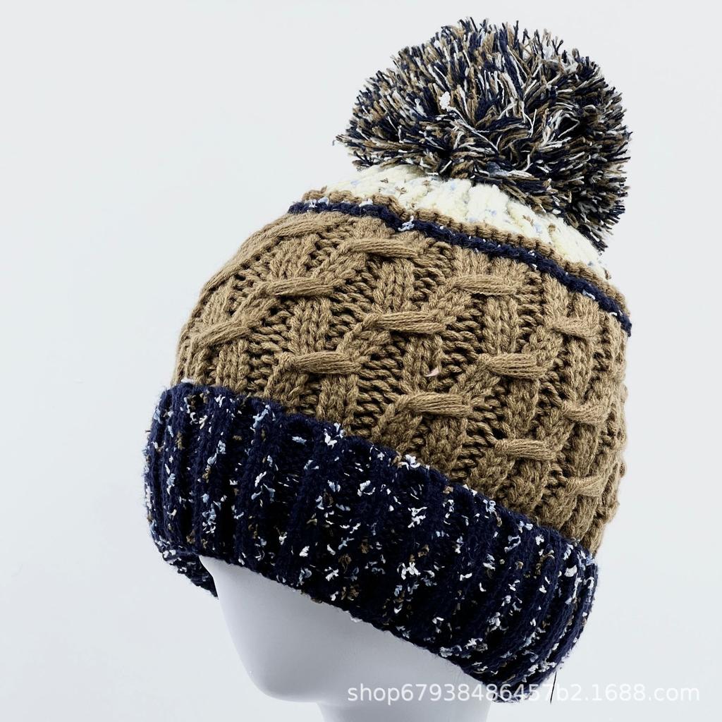 European and American Jacquard Wool Hat for Women, Warm and Cold-proof In Winter, Piled and Thickened Head Warmer, Color Knitted Hat