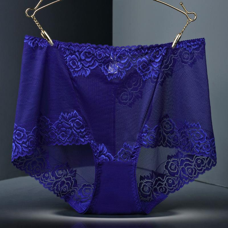 Grande Taille Femme Été Fin Sexy Dentelle Creux Taille Haute Triangle Culotte