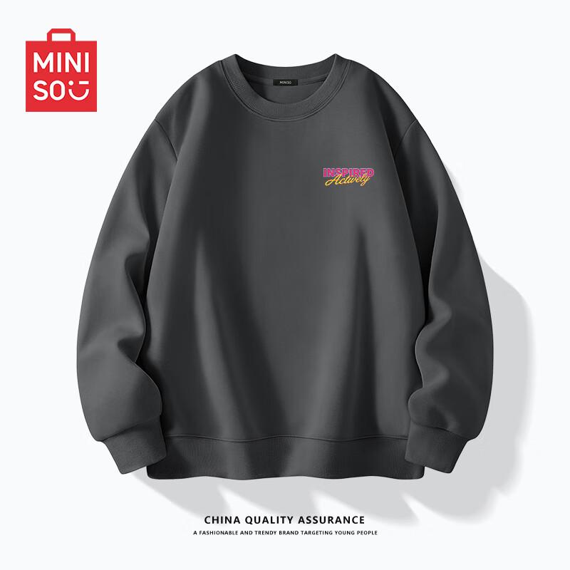 MINISO Men's Heavyweight Round Neck Pullover Sweatshirt