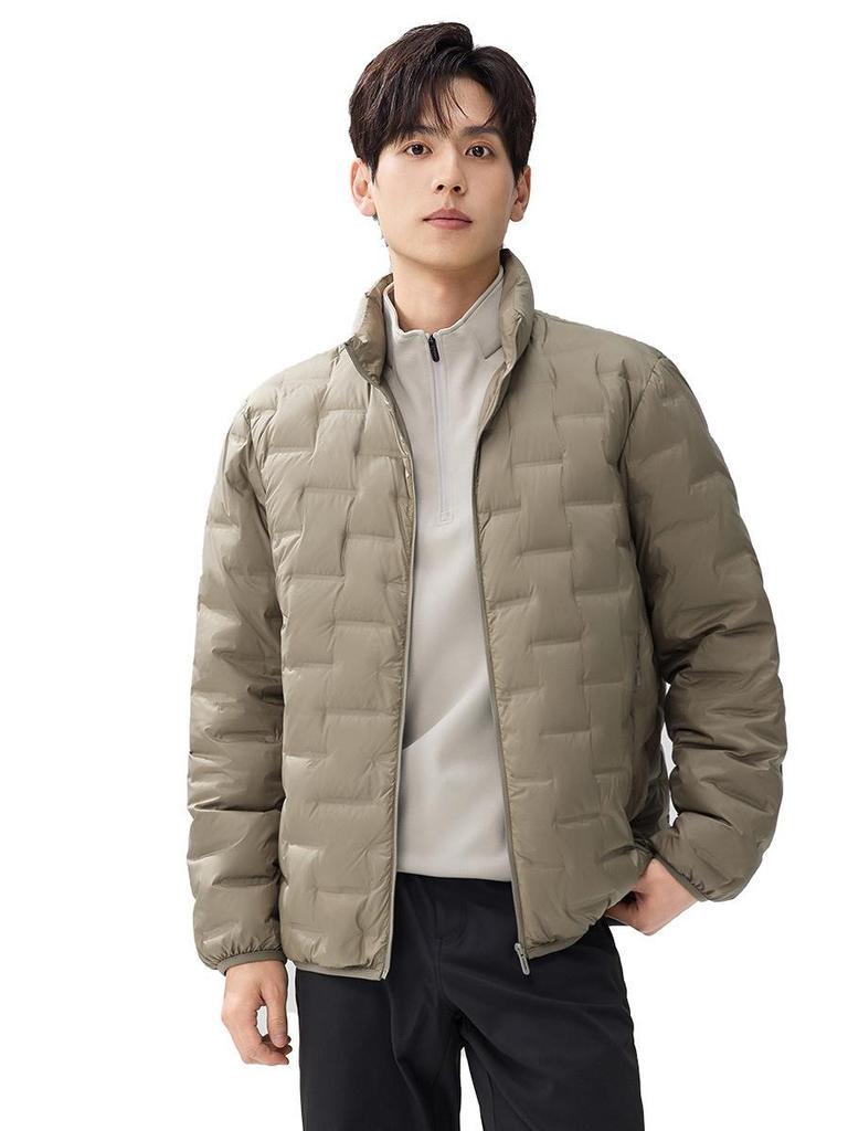 2025 Men's Autumn/Winter Lightweight 90% White Duck Down Jacket - Fashionable Short Stand Collar Style
