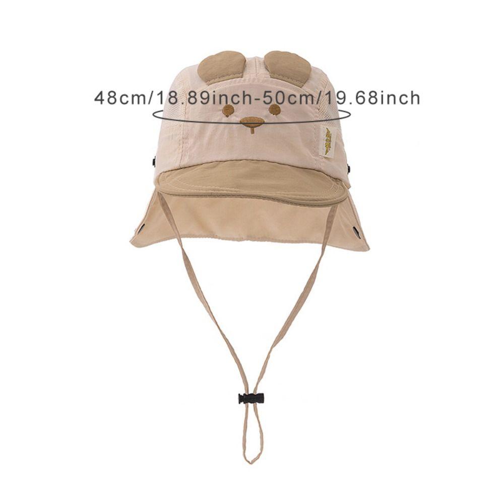 Embroidery Sun Cap Cartoon Bear Ear Kids Panama Hat New Summer Baby Hat  Boys Girls