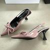 Luxury Designer Patent Leather Slingbacks High Heels Women Sexy Pointed Toe Bow High Heeled Sandals Elegant Dress Women Pumps
