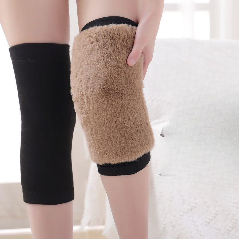 Unisex Winter Camel Hair Knee Warmers Fleece-Lined Thickened Leg Protectors Windproof for Elderly Cold Resistance