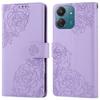 For Xiaomi Redmi 13C 4G/13C 5G/Poco C65 4G Case Rose Flower PU Leather Wallet Phone Cover with 3 Card Slots