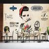Retro Industrial Style Beauty Salon Mural Hair Salon Brick Background Wall Paper Barber Shop Decor Mural Wallpaper