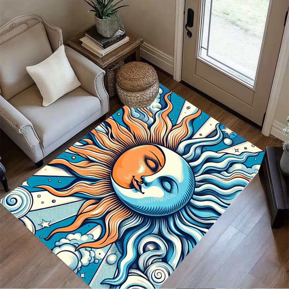 Sun and Moon Design Rug Home Carpet Non Slip Office Decor Gift Living Room Bedroom