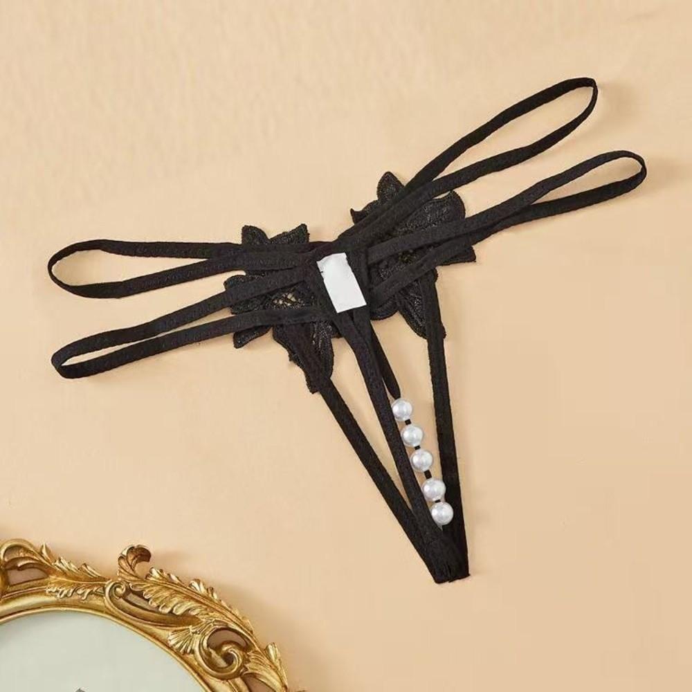 Low-waist Women's Thong Hollow-out Mesh Lace Briefs Comfortable Pearl Lace Underwear Female