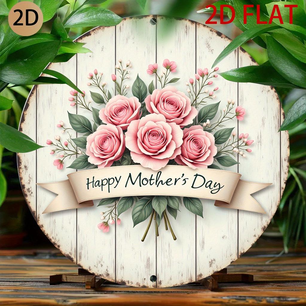 Happy Mothers Day Pink Roses Bouquet Vintage Tin Sign Vintage Durable Metal Plaque Wall Decor Home Office Bar Man Cave Wall