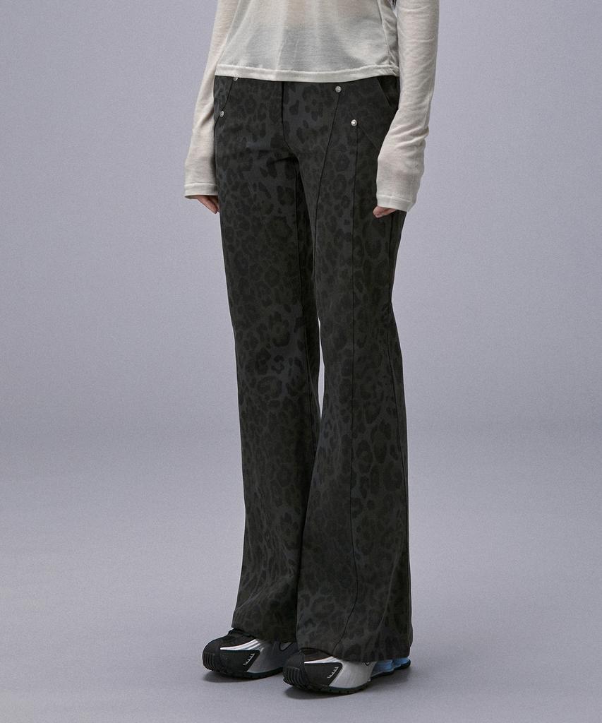KITSCH&KISS Leopard Cut Line Bootcut Pants (25Fbt-Pnts05)
