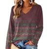 Women's V-Neck Long Sleeve Print Blouse Lightweight for Spring Summer