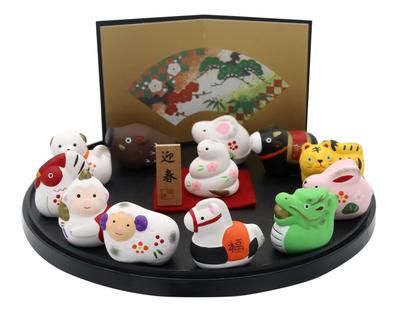 Cute Miniature Glass Display Set of the 12 Chinese Zodiac Animals, Perfect for Year-round Use.