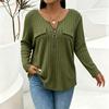 Women's Casual Ribbed Knit Long Sleeve Top with Pockets and Zip Front for Everyday Wear