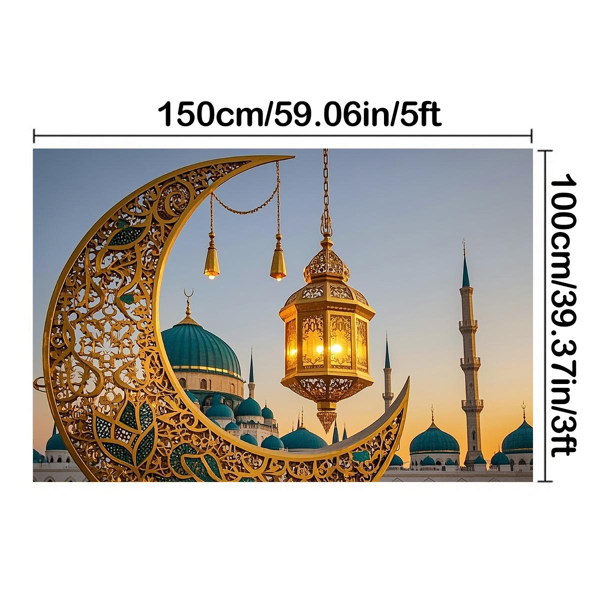 

Happy EID Al Adha Рамадан Фестивали Мечеть Лунный Фонарь Исламский Мубарак Верующие Портретная фотография Фон Фотореквизит 150*100cm/59*39in