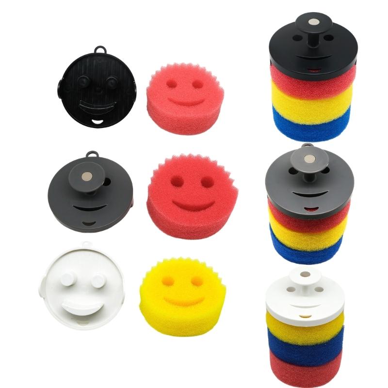 Spugne Pulizia Viso Sorridente Divertenti Senza Graffi Con Alta Presa Magnetica Spugna da Cucina Per Conservazione nel Lavello e Facile Accesso
