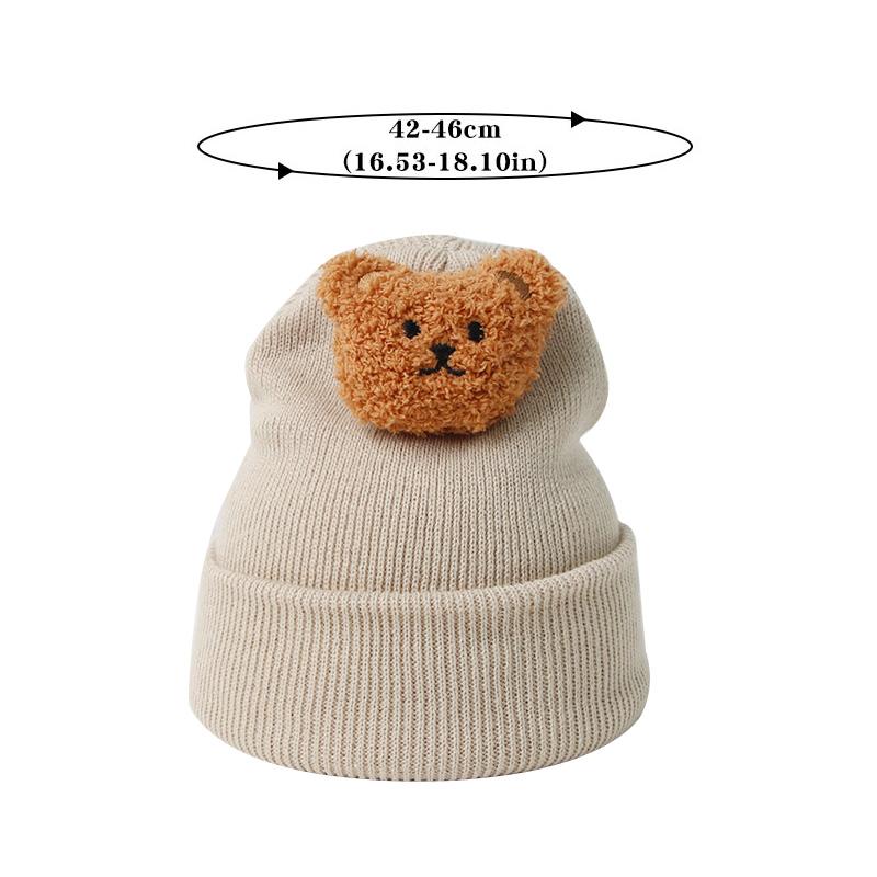 Cartoon Bear Baby Hat Cute Autumn Winter Warm Knitted Cap Beanies Infant Toddler Korean Solid Color Kids Boy Girl Beanie Caps