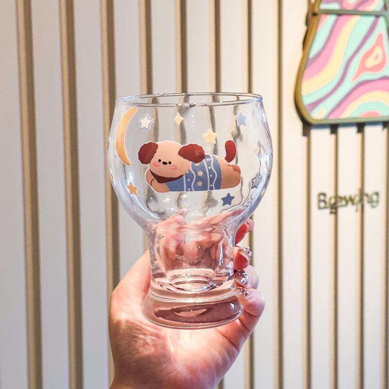 High-value cute rabbit glass juice milk cup household beer cup girls birthday gift gift box