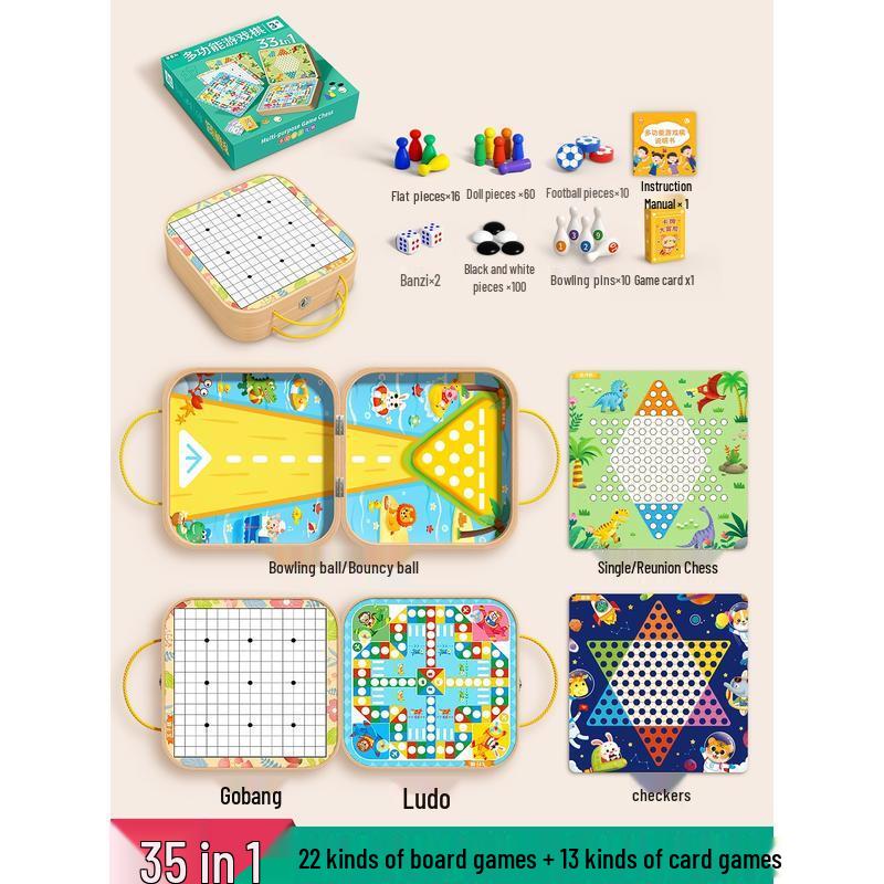 HANDUNYOU Children s All-in-One Educational Board Game Set