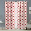 2PCS rice bottom grid red heart curtain, simple and sweet style, bedroom and living room, decoration, pull rod pocket decoration