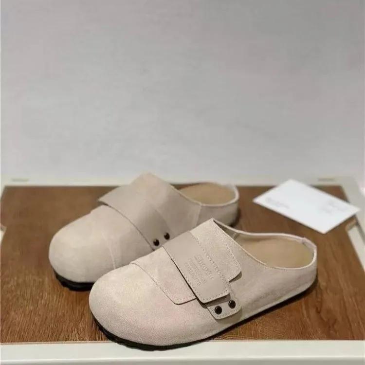 

Large Size Lazy Man A Slip-on Baotou Slippers Female Wear 2025 New Spring and Summer Couple Slippers 35 абрикосовый