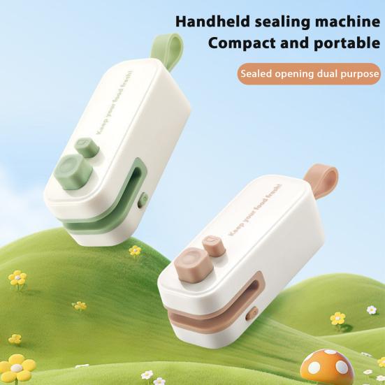 Mini Bag Sealer Rechargeable 2-in-1 Heat Sealer with Cutter Portable Sealing Machine for Plastic Bags Kitchen Sealant Device