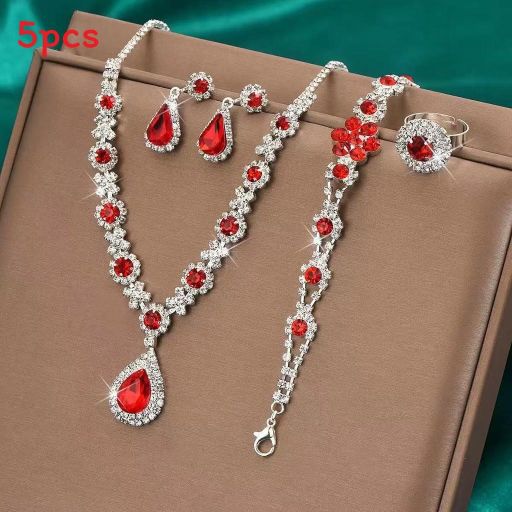 Water Drop Bridal Jewelry Set With Rhinestone Earrings And Necklace For Elegant Wedding Accessories