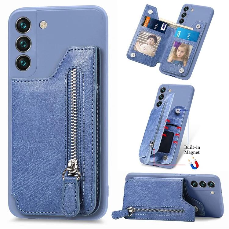 

Для Samsung Galaxy S23 чехол-подставка на молнии с магнитной застежкой, чехол для телефона с держателями для карт