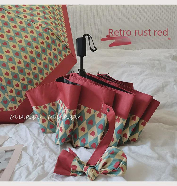 Parapluie rétro automatique haut de gamme pour le soleil et la pluie – Protection UV de haute qualité pour femmes