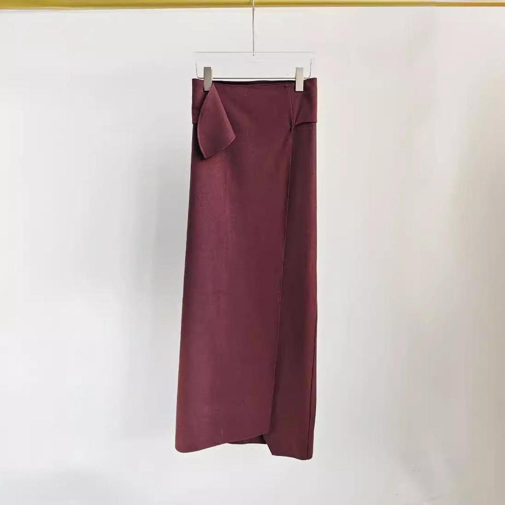 Fustă Midi Asimetrică Elegantă Retro West Minor cu Talie Înaltă