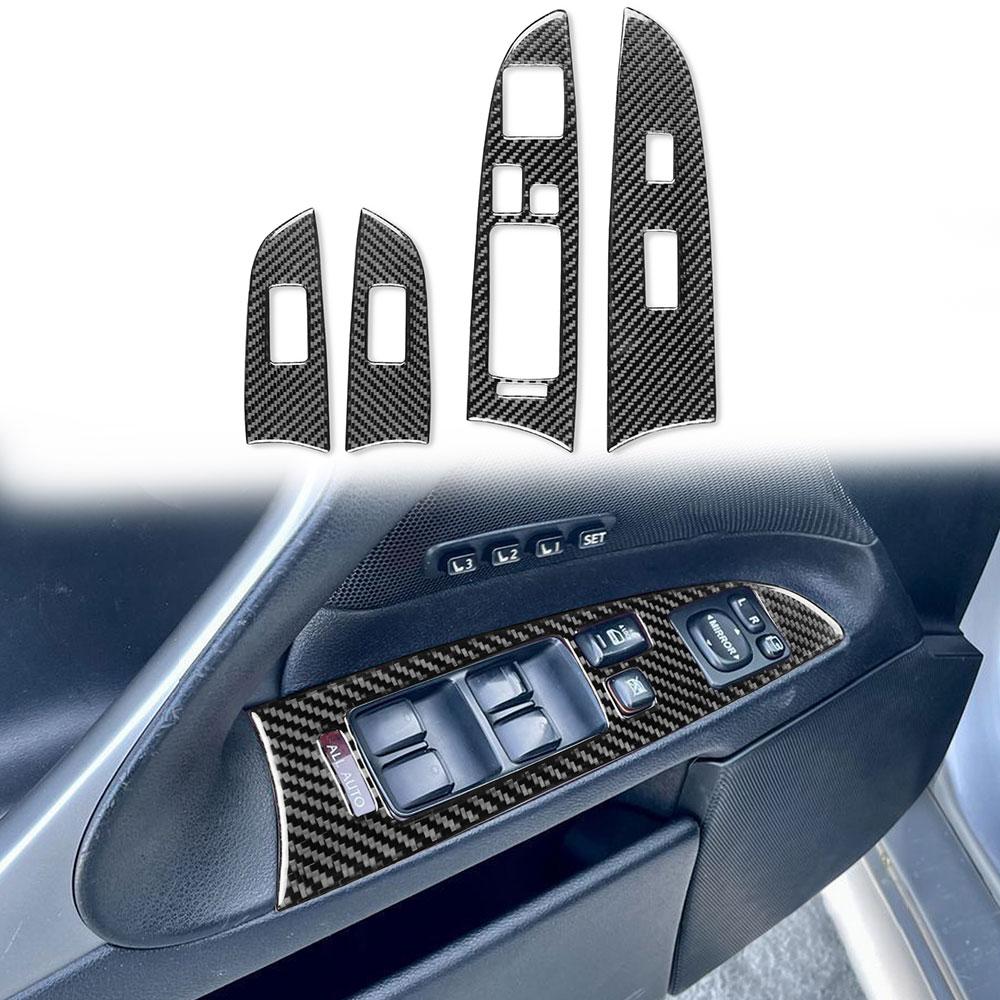 4pcs Carbon Fiber Window Lift Switch Panel Cover Trim For LEXUS IS250 IS350 2006-2008