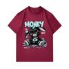 Men's 100% Cotton Crew Neck Short Sleeve T-Shirt, Cool Hip Hop Black Bunny Money Graphic Print Casual Comfortable Streetwear Tee for Daily Wear