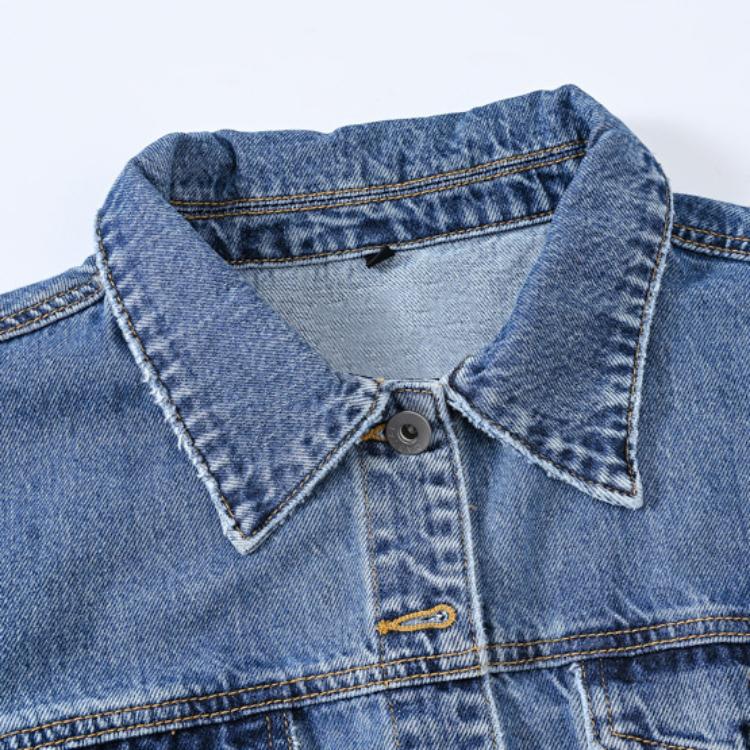 ZIMOXUAN Damen-Frühlings- und Herbst-Neuzugänge, Vintage-Jeansjacke in Blau mit hoher Taille, stilvolle Cowboy-Kurzjacke