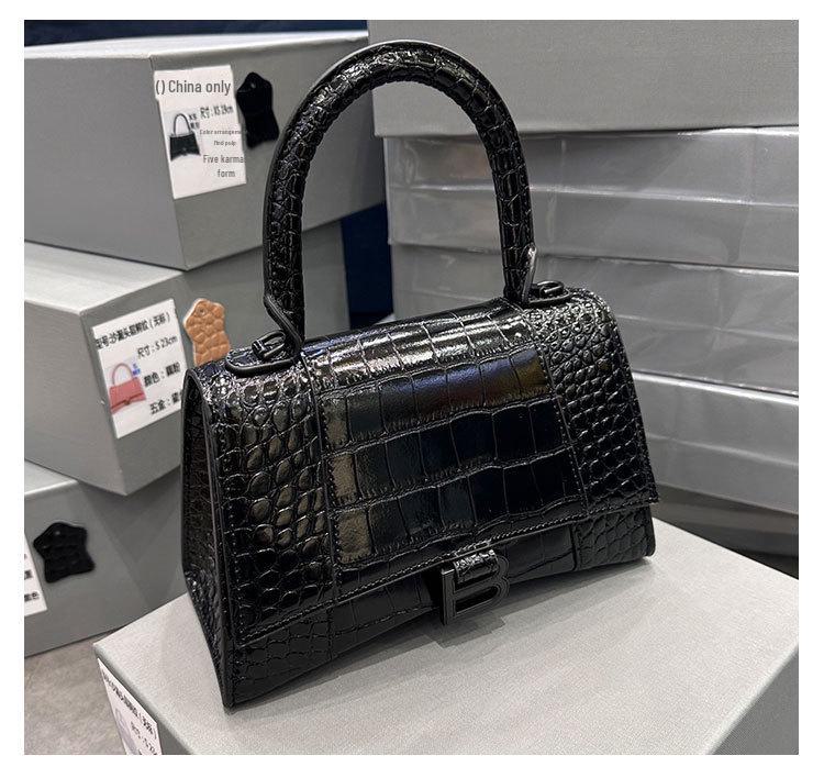 2024 Crocodile Pattern Hourglass Shoulder Bag for Women - High-Quality Spring/Summer Crossbody Handbag
