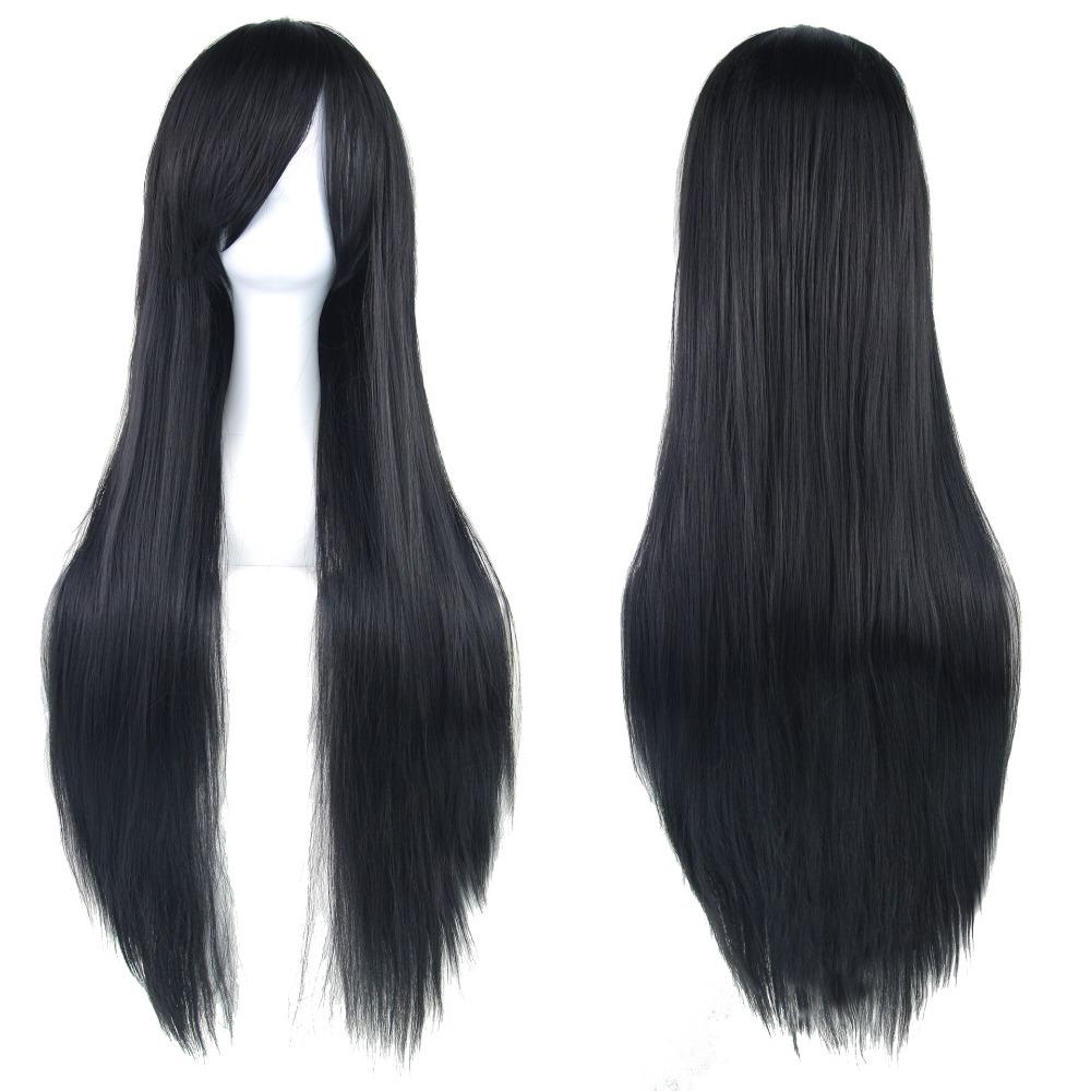 Heat Resistance Long Synthetic Hair 80cm Anime Straight Hairpiece Halloween Cosplay Wigs  Costume