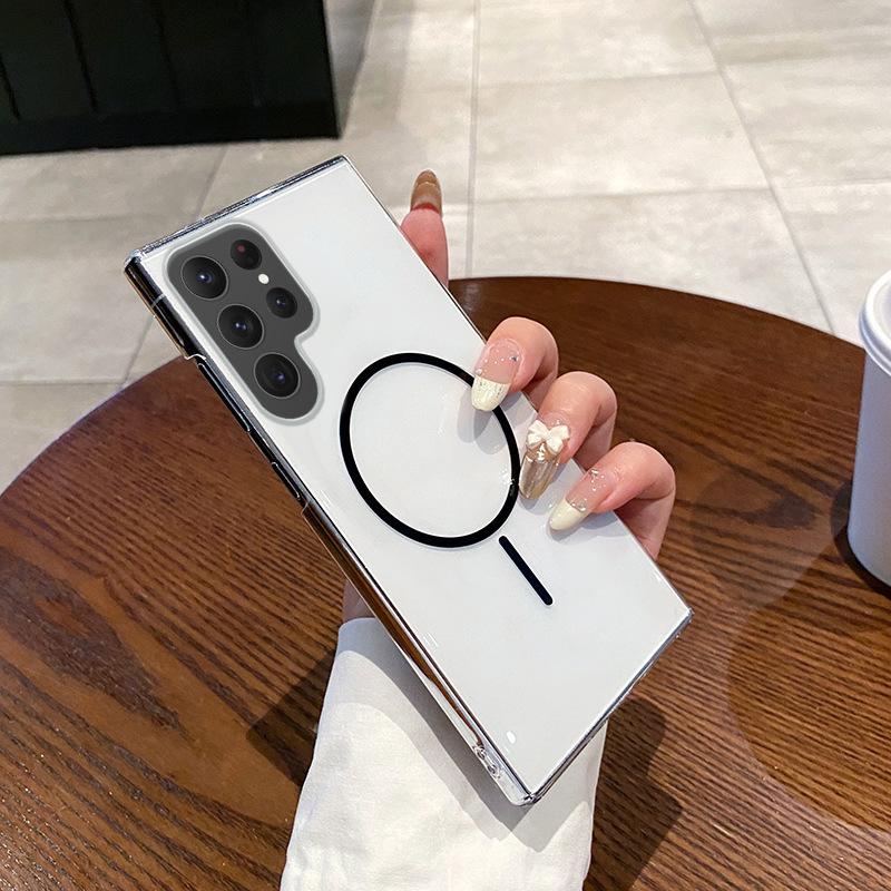 Trendy Thin Ring Magnetic High Permeability Shell Suitable for Samsung S25ULTRA Mobile Phone Case S24P Anti Fall Hard Shell