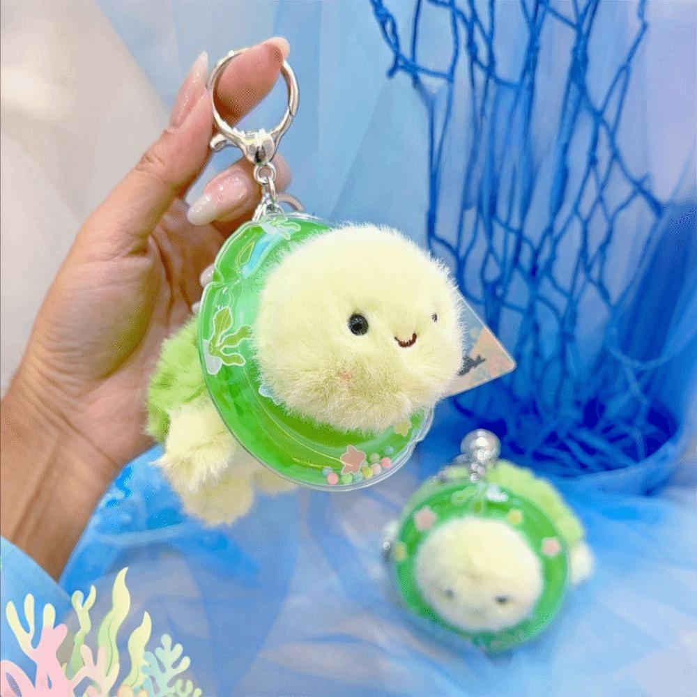 Kawaii Fluffy Sea Turtle Keyring Seahorse Dolphin Plush Doll  Home Decor
